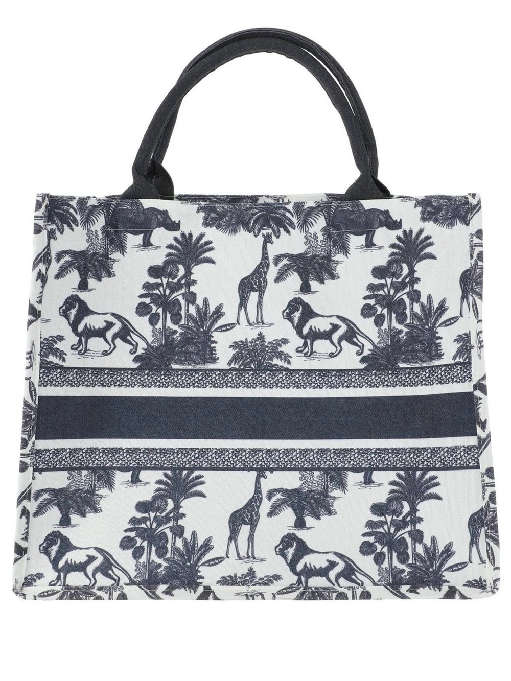 Wildlife Tote Bag in Navy and White